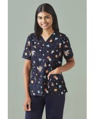 Space Party Scrub Top, Ladies